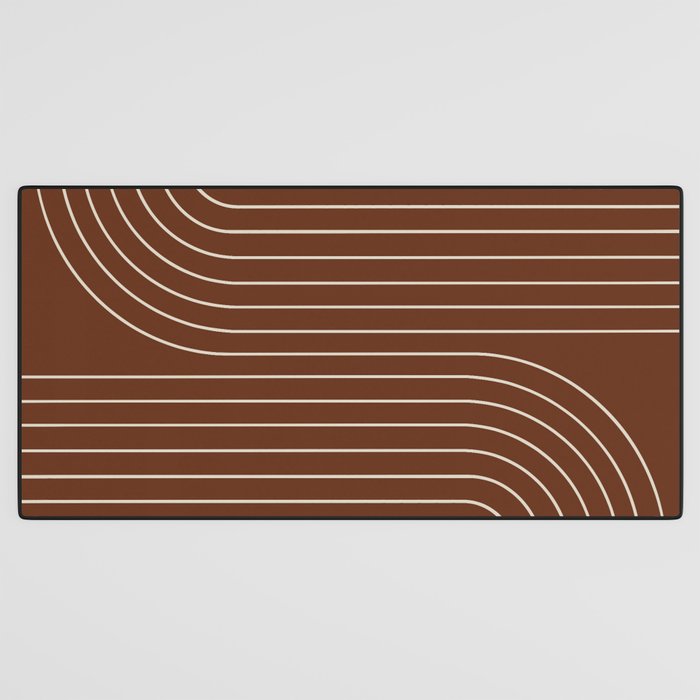 Minimal Line Curvature XIX Brick Red Mid Century Modern Arch Abstract Desk Mat Gallery Image 3