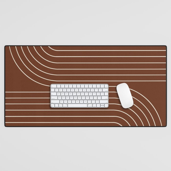 Minimal Line Curvature XIX Brick Red Mid Century Modern Arch Abstract Desk Mat Gallery Image 1
