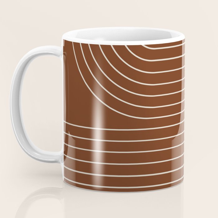 Minimal Line Curvature XIX Brick Red Mid Century Modern Arch Abstract Coffee Mug Gallery Image 3