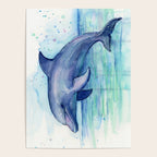 Dolphin Watercolor Sea Creature Animal Poster Gallery Image 4