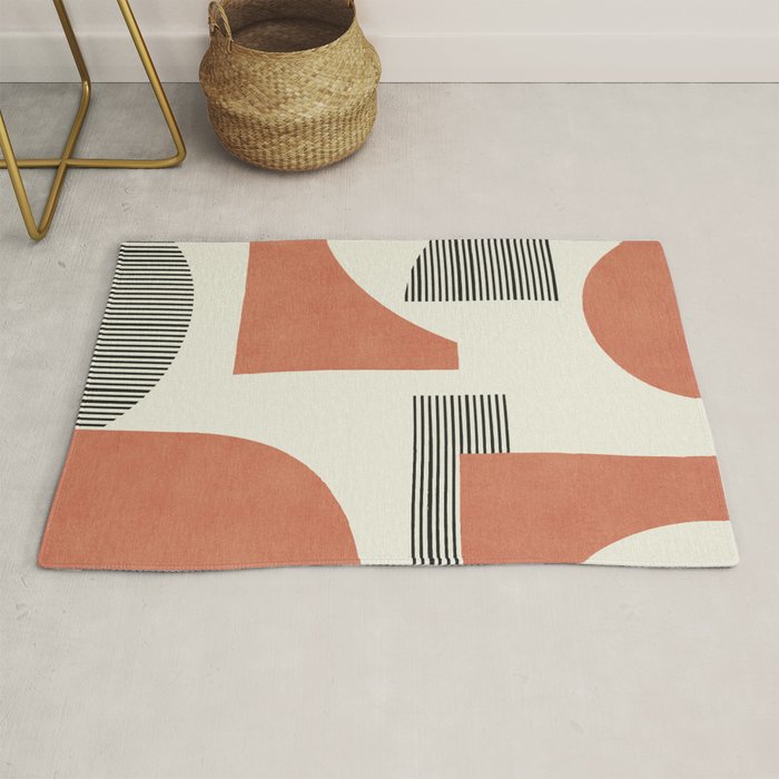 Abstract Lines Composition - Orange Brown Rug Gallery Image 1