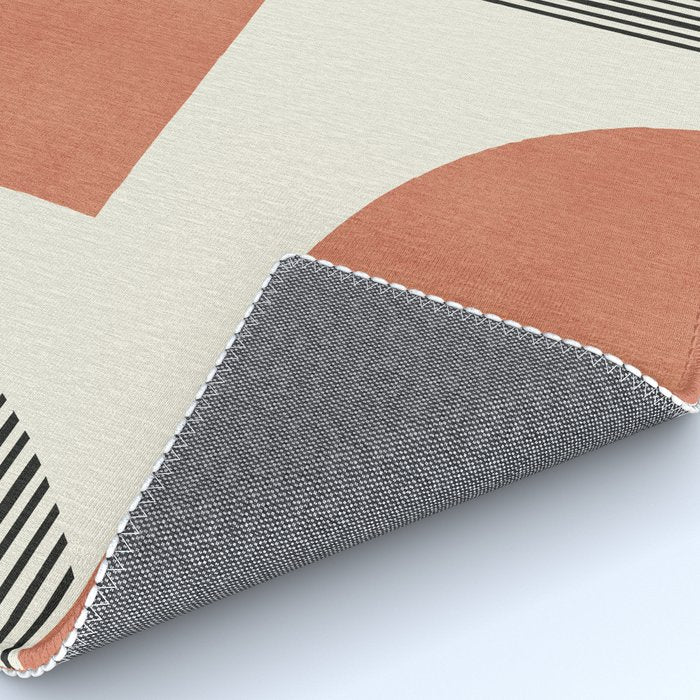 Abstract Lines Composition - Orange Brown Rug Gallery Image 4