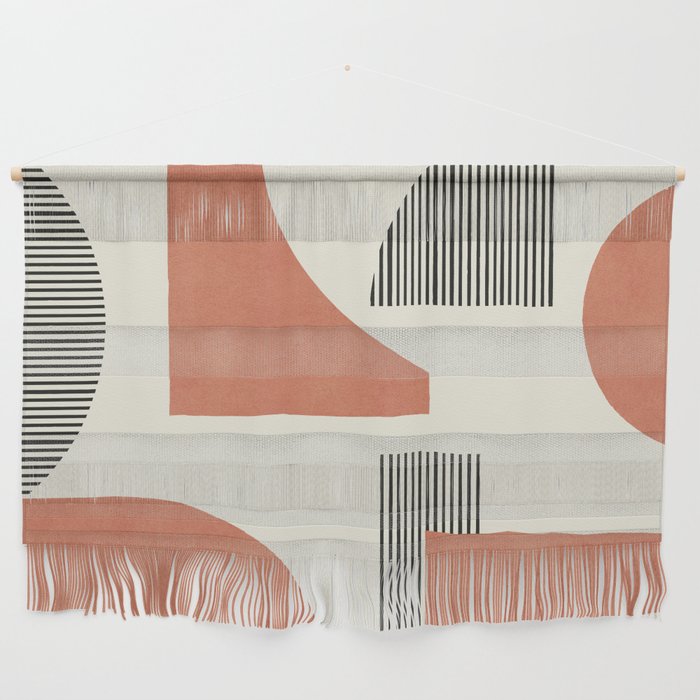 Abstract Lines Composition - Orange Brown Wall Hanging Gallery Image 1
