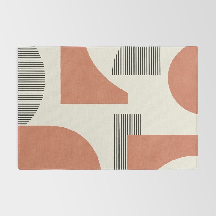 Abstract Lines Composition - Orange Brown Rug Gallery Image 2