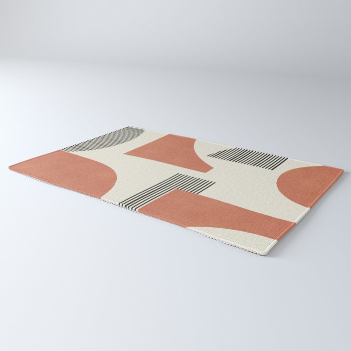 Abstract Lines Composition - Orange Brown Rug Gallery Image 3