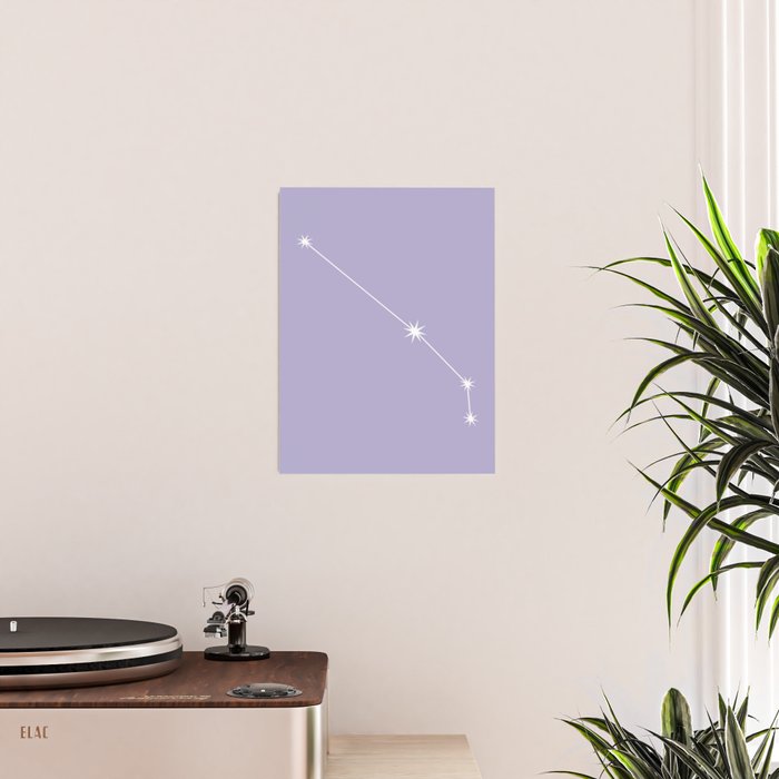 Aries Zodiac Star Constellation Line Art Pastel Lavender Poster Gallery Image 2