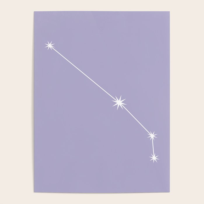 Aries Zodiac Star Constellation Line Art Pastel Lavender Poster Gallery Image 4