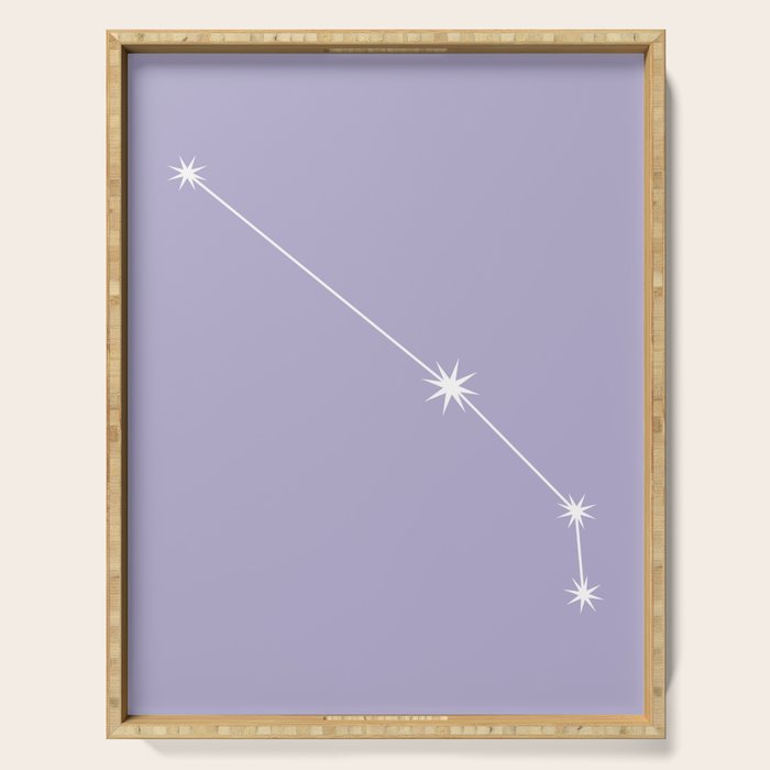 Aries Zodiac Star Constellation Line Art Pastel Lavender Serving Tray Gallery Image 1