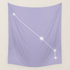 Aries Zodiac Star Constellation Line Art Pastel Lavender Wall Tapestry Gallery Image 4