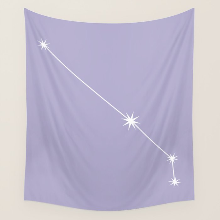 Aries Zodiac Star Constellation Line Art Pastel Lavender Wall Tapestry Gallery Image 4