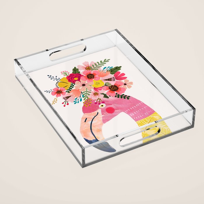 Happy Flamingo Acrylic Tray Gallery Image 1