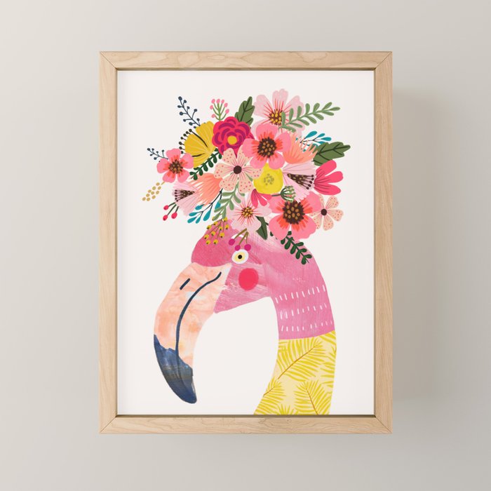 Happy Flamingo Mini Art Print Gallery Image 1