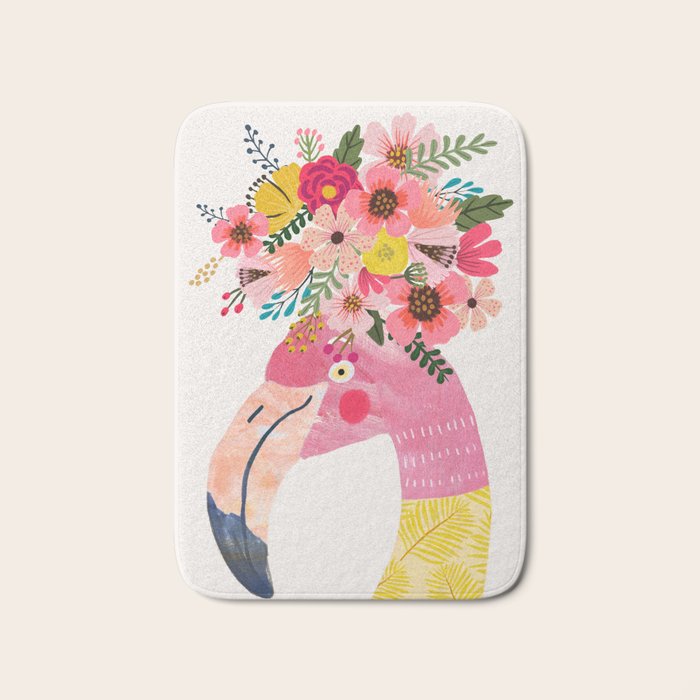 Happy Flamingo Bath Mat