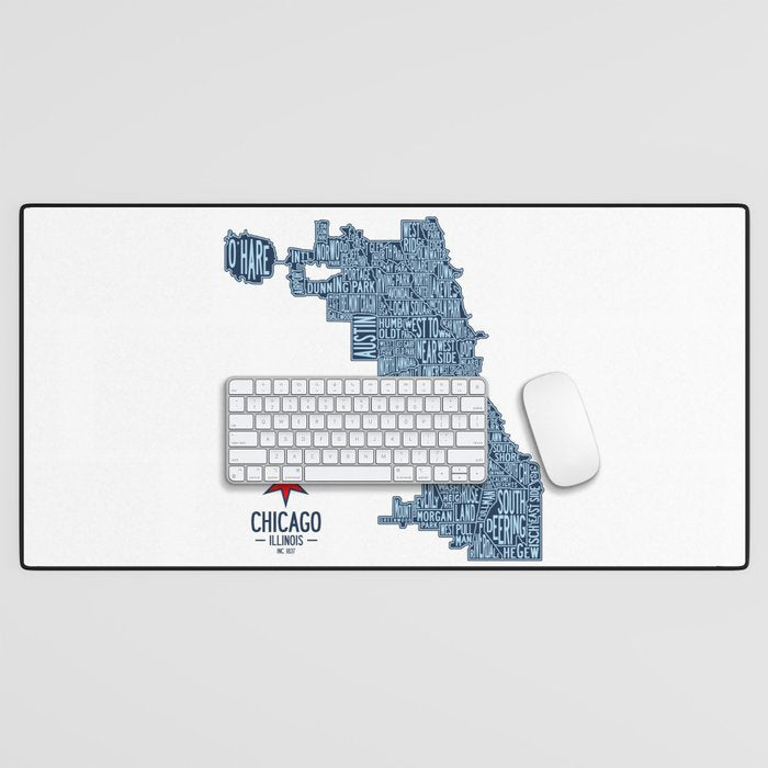 Chicago Neighborhood Map Desk Mat Gallery Image 1