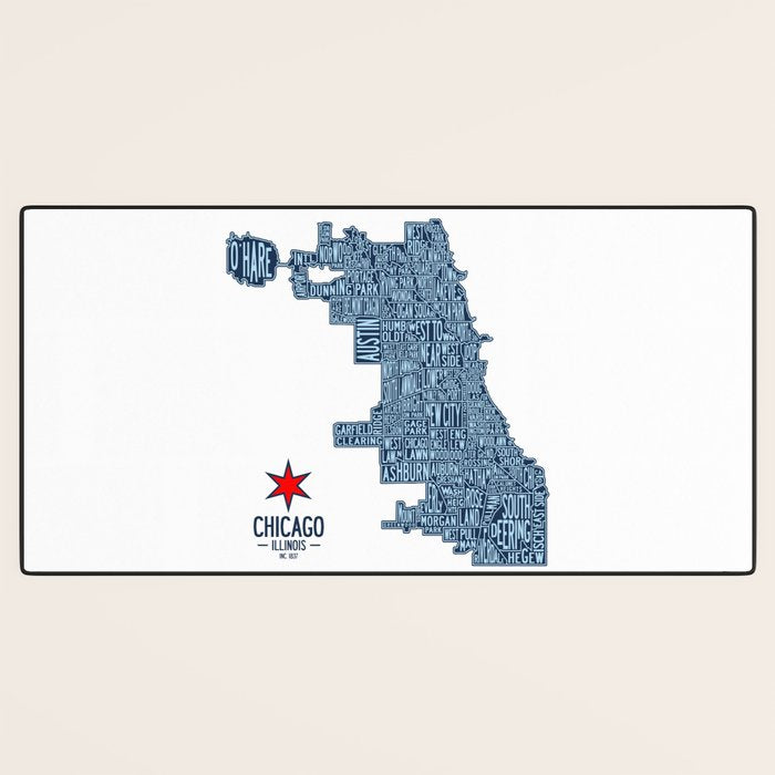 Chicago Neighborhood Map Desk Mat Gallery Image 3