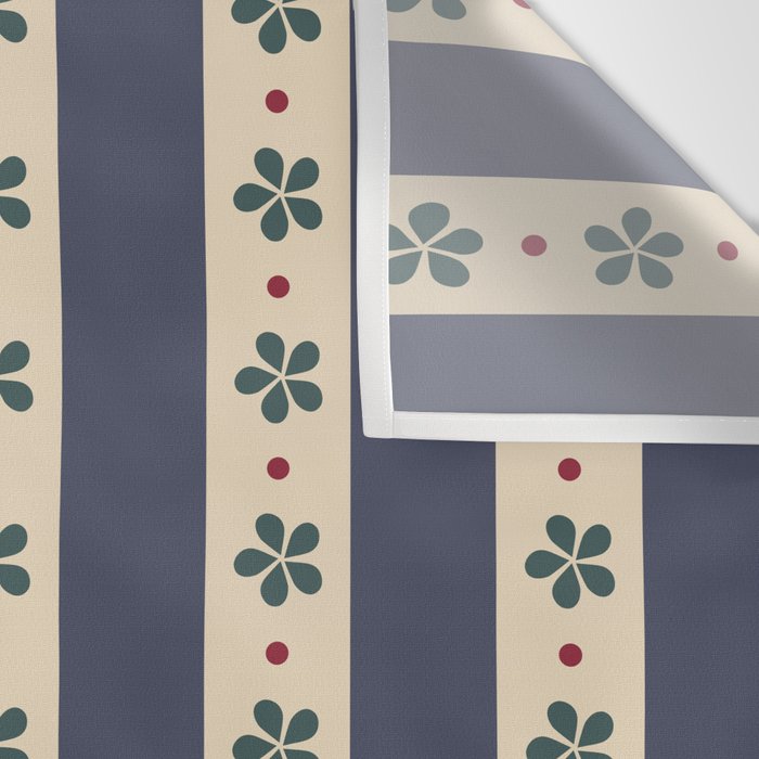 Blue Stripes And Flowers Wall Tapestry Gallery Image 3