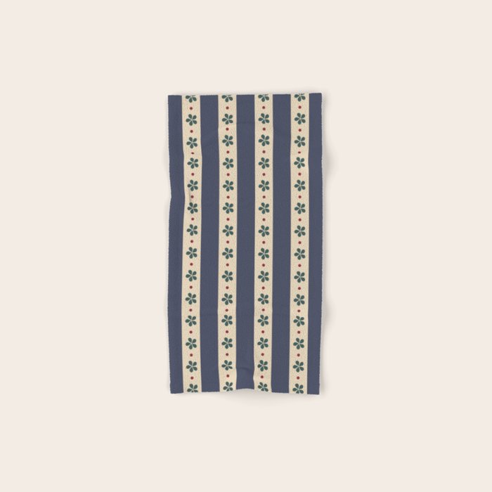 Blue Stripes And Flowers Bath Towel Gallery Image 1