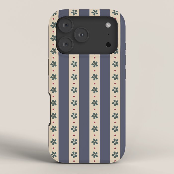 Blue Stripes And Flowers iPhone Case Gallery Image 3