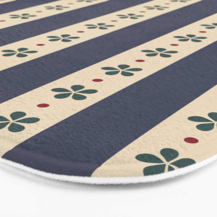Blue Stripes And Flowers Bath Mat Gallery Image 3