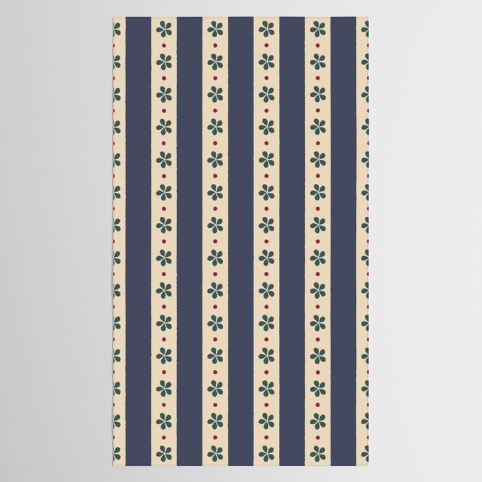 Blue Stripes And Flowers Tablecloth Gallery Image 2