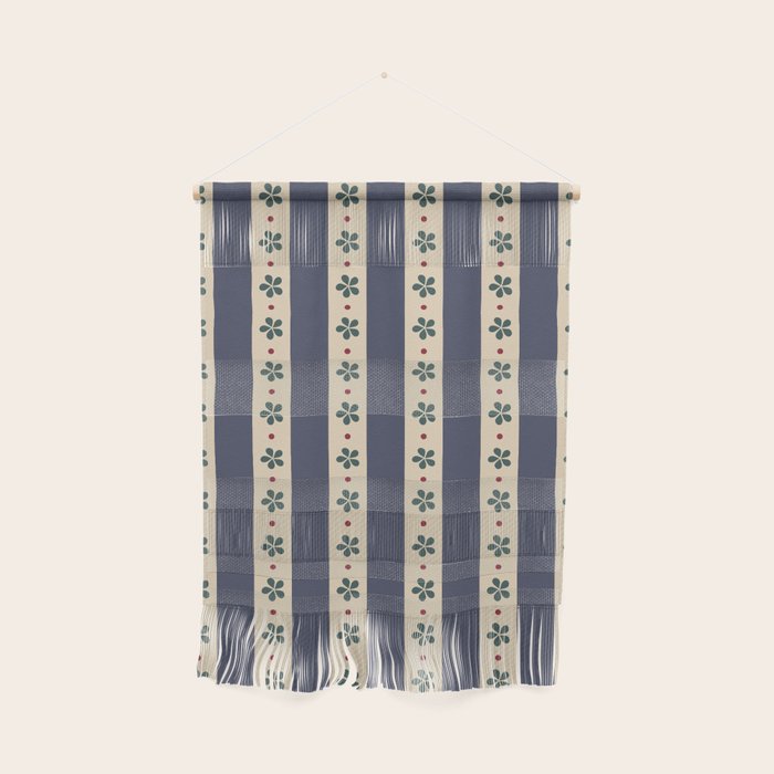Blue Stripes And Flowers Wall Hanging Gallery Image 1