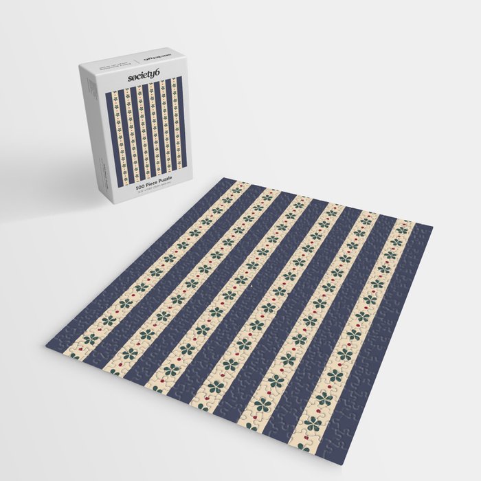 Blue Stripes And Flowers Jigsaw Puzzle Gallery Image 2