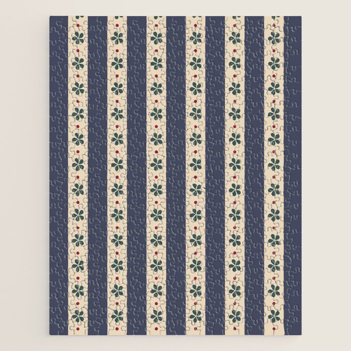 Blue Stripes And Flowers Jigsaw Puzzle Gallery Image 1