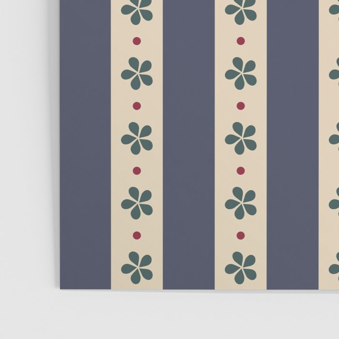 Blue Stripes And Flowers Poster Gallery Image 3