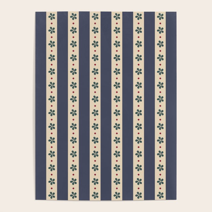 Blue Stripes And Flowers Poster Gallery Image 4