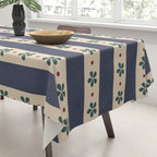 Blue Stripes And Flowers Tablecloth Gallery Image 3