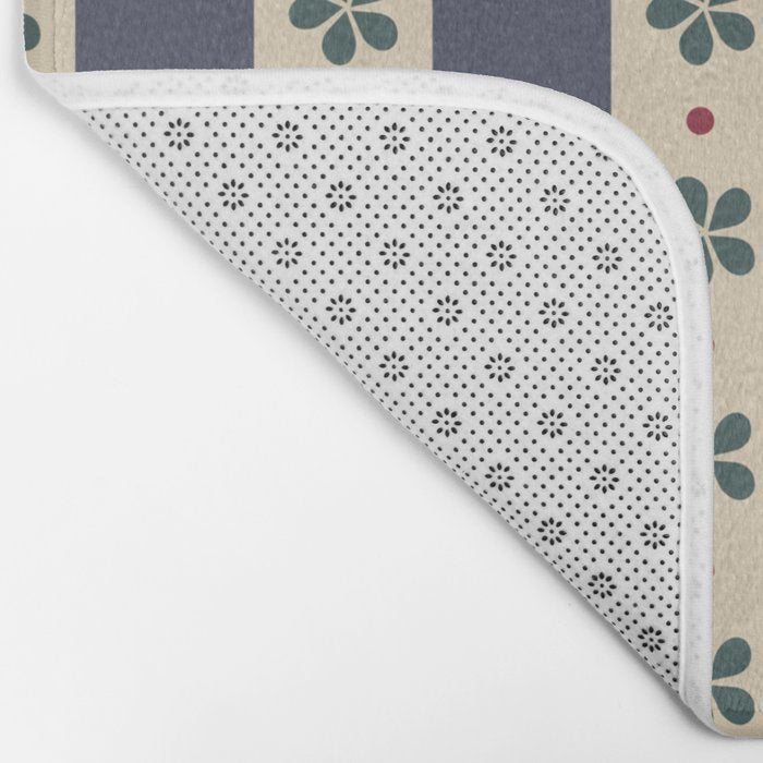 Blue Stripes And Flowers Bath Mat Gallery Image 2