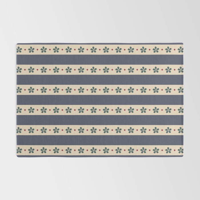 Blue Stripes And Flowers Rug Gallery Image 2