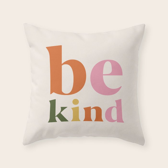 Be kind colorful retro Throw Pillow Gallery Image 6