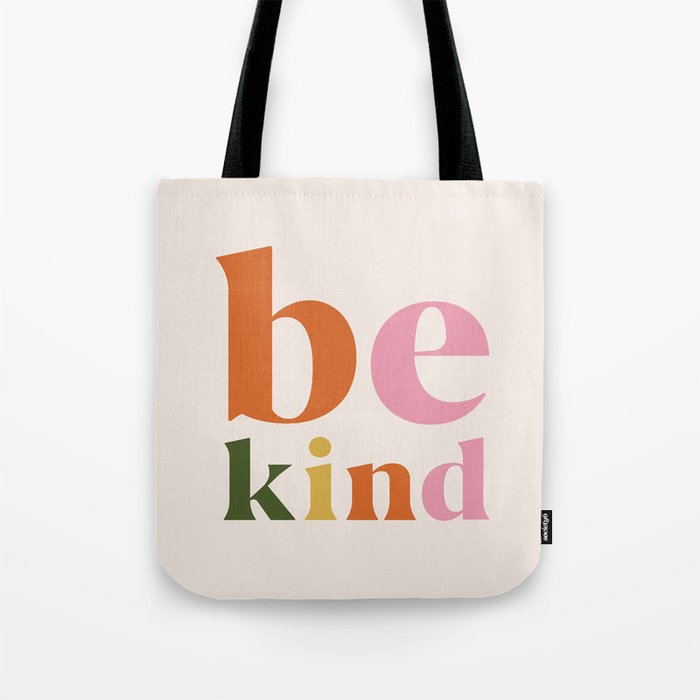 Be kind colorful retro Tote Bag Gallery Image 1