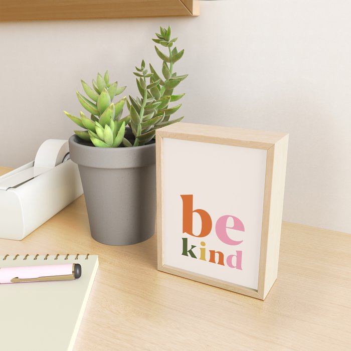 Be kind colorful retro Mini Art Print Gallery Image 2