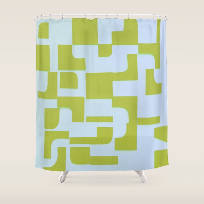 Abstract in Kiwi Shower Curtain Gallery Image 1