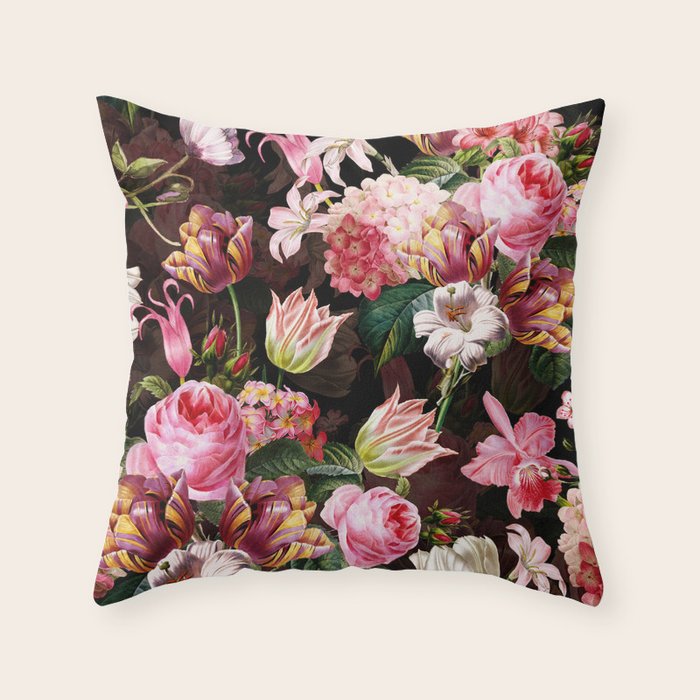 Vintage & Shabby Chic - Midnight Rose Garden Throw Pillow Gallery Image 6