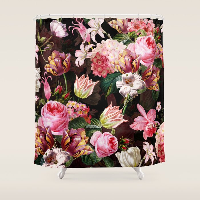 Vintage & Shabby Chic - Midnight Rose Garden Shower Curtain Gallery Image 1