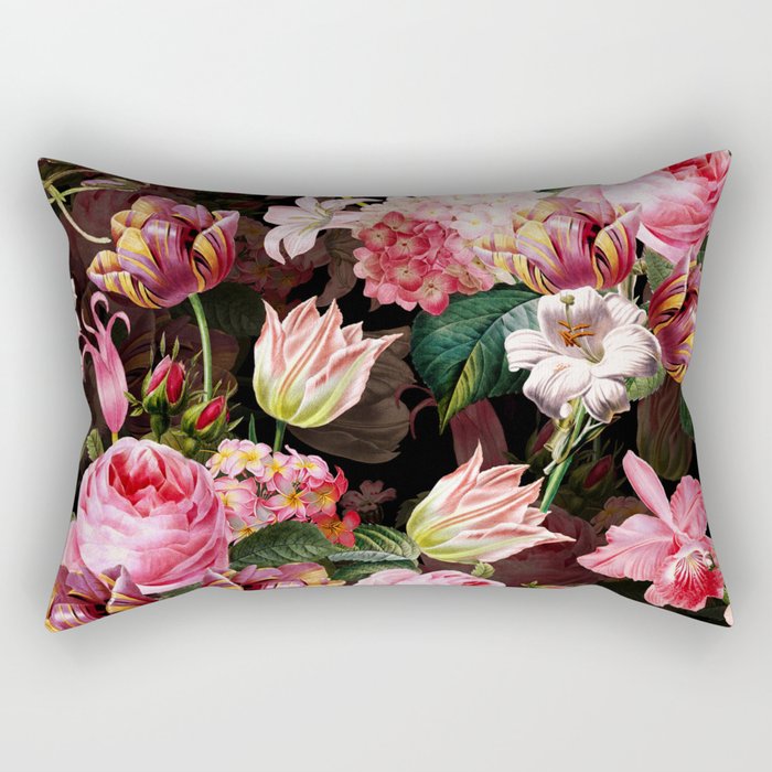 Vintage & Shabby Chic - Midnight Rose Garden Rectangular Pillow Gallery Image 1