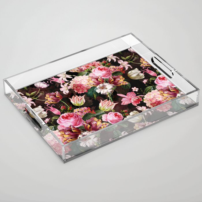 Vintage & Shabby Chic - Midnight Rose Garden Acrylic Tray Gallery Image 1