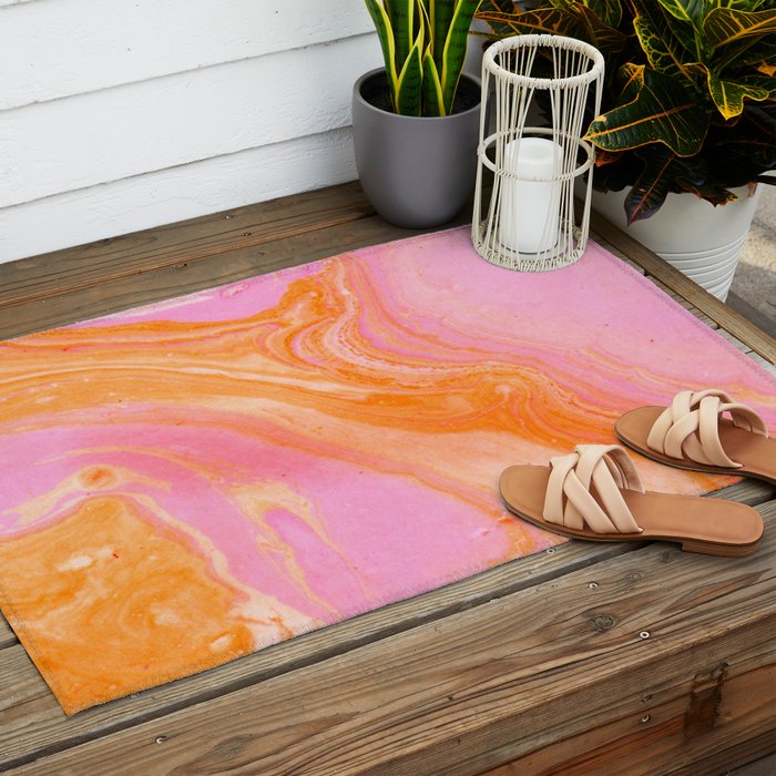 pink agate gemstone Outdoor Rug Gallery Image 2