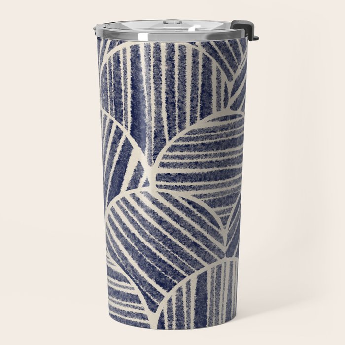 Navy Blue Striped Pattern #2 Travel Mug Gallery Image 2