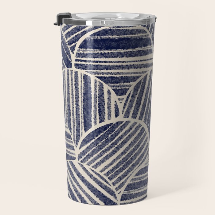 Navy Blue Striped Pattern #2 Travel Mug Gallery Image 3