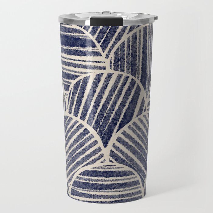 Navy Blue Striped Pattern #2 Travel Mug Gallery Image 1