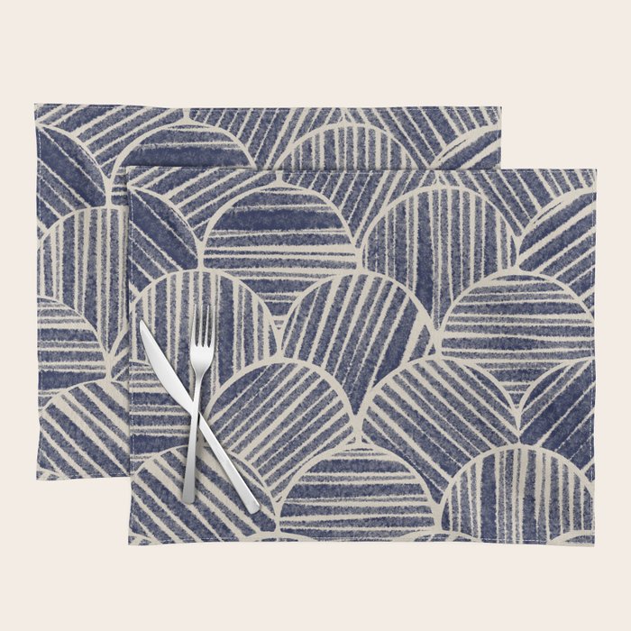 Navy Blue Striped Pattern #2 Placemat Gallery Image 1