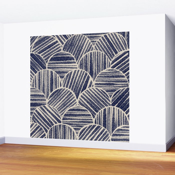 Navy Blue Striped Pattern #2 Wall Mural Gallery Image 2
