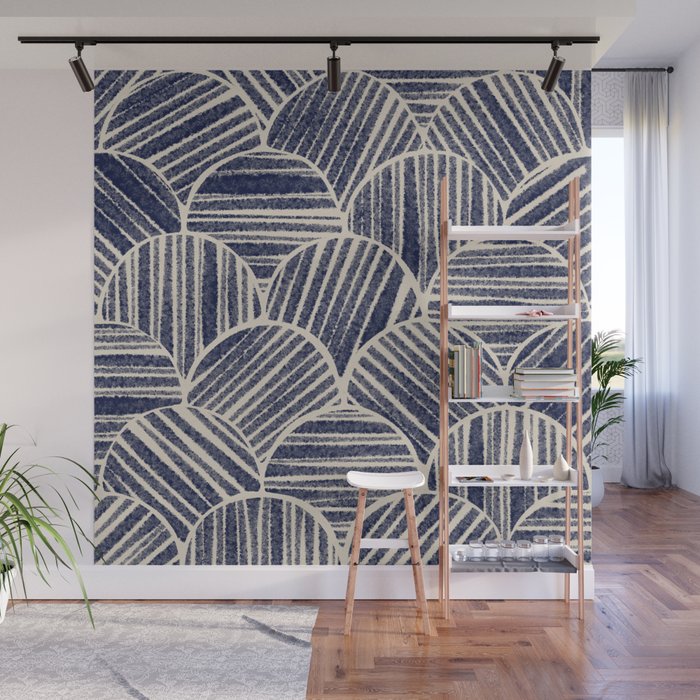 Navy Blue Striped Pattern #2 Wall Mural Gallery Image 1