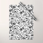 Bountiful Bouquet Black Watercolor Wrapping Paper Gallery Image 1