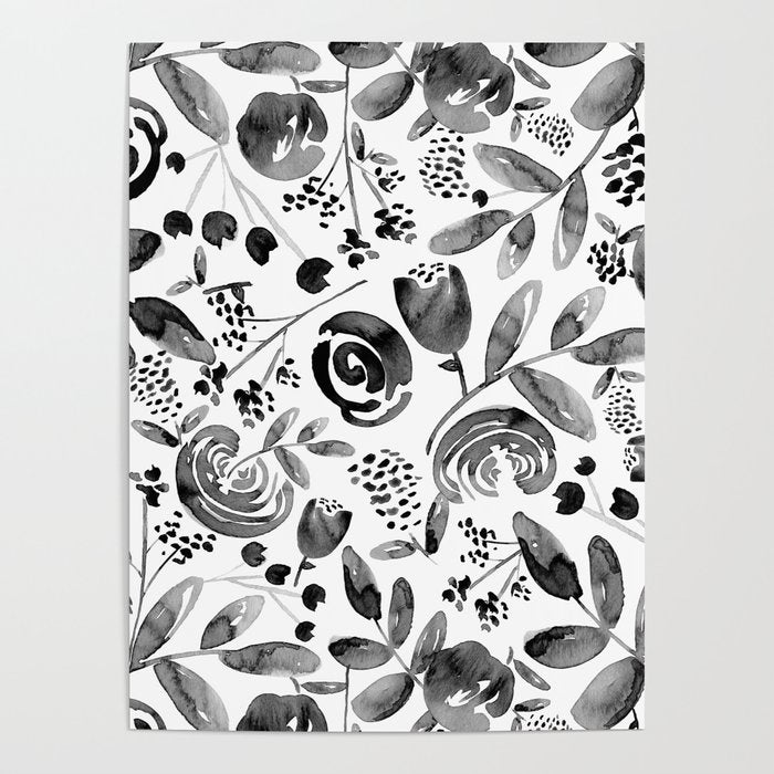 Bountiful Bouquet Black Watercolor Poster Gallery Image 4