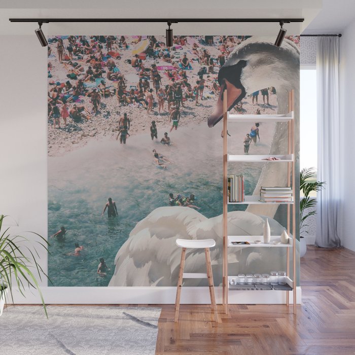 Swan on the Beach Wall Mural Gallery Image 1